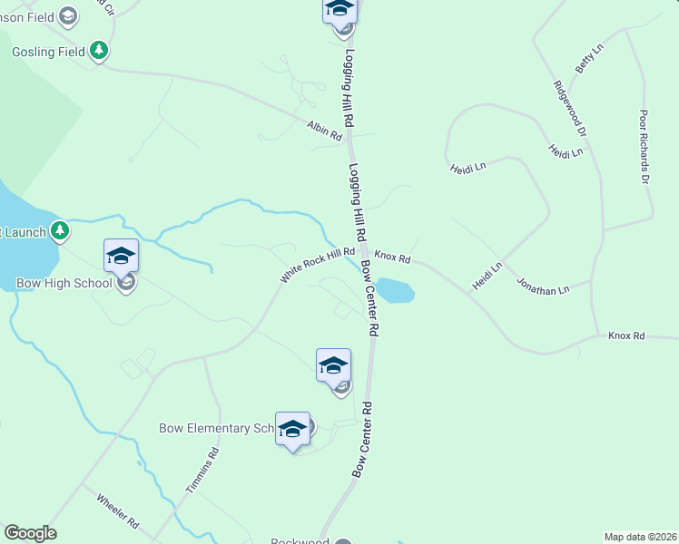 map of restaurants, bars, coffee shops, grocery stores, and more near White Rock Hill Road in Bow