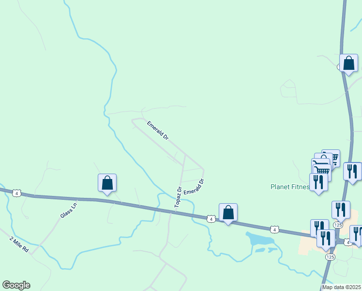 map of restaurants, bars, coffee shops, grocery stores, and more near 305 Emerald Drive in Barrington