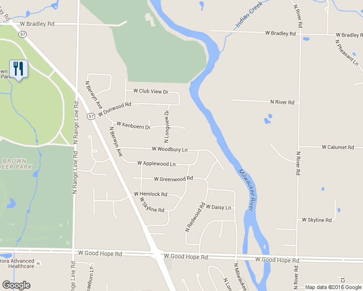 map of restaurants, bars, coffee shops, grocery stores, and more near 2110 West Woodbury Lane in Glendale