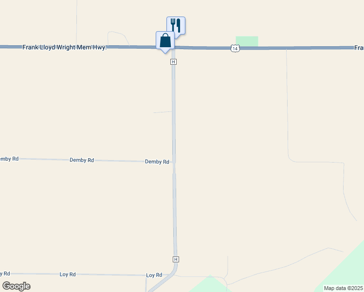 map of restaurants, bars, coffee shops, grocery stores, and more near 7065 County Road H in Arena