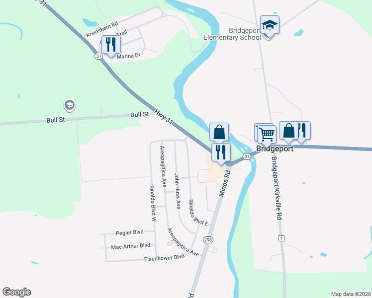 map of restaurants, bars, coffee shops, grocery stores, and more near 7946 Rinaldo Boulevard East in Bridgeport