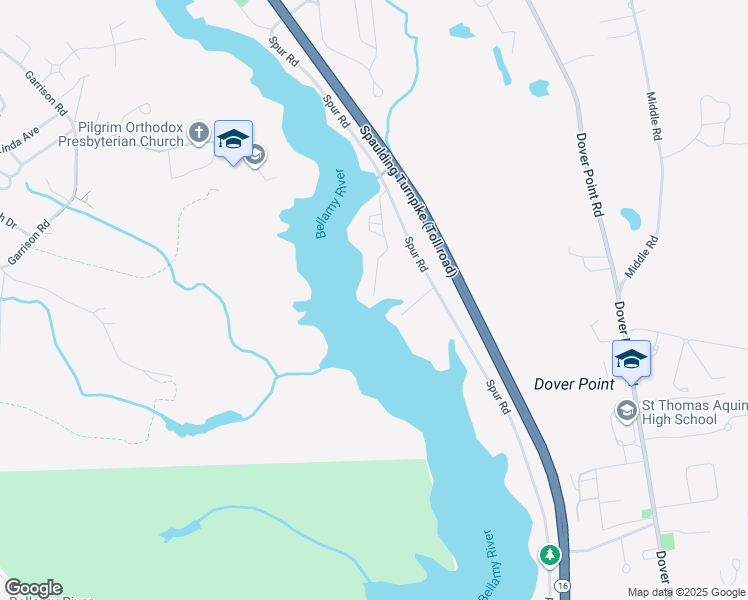map of restaurants, bars, coffee shops, grocery stores, and more near 55 Spur Road in Dover