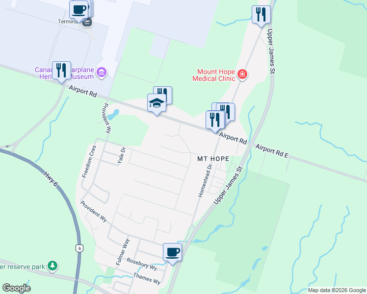 map of restaurants, bars, coffee shops, grocery stores, and more near 52 Marion Street in Hamilton