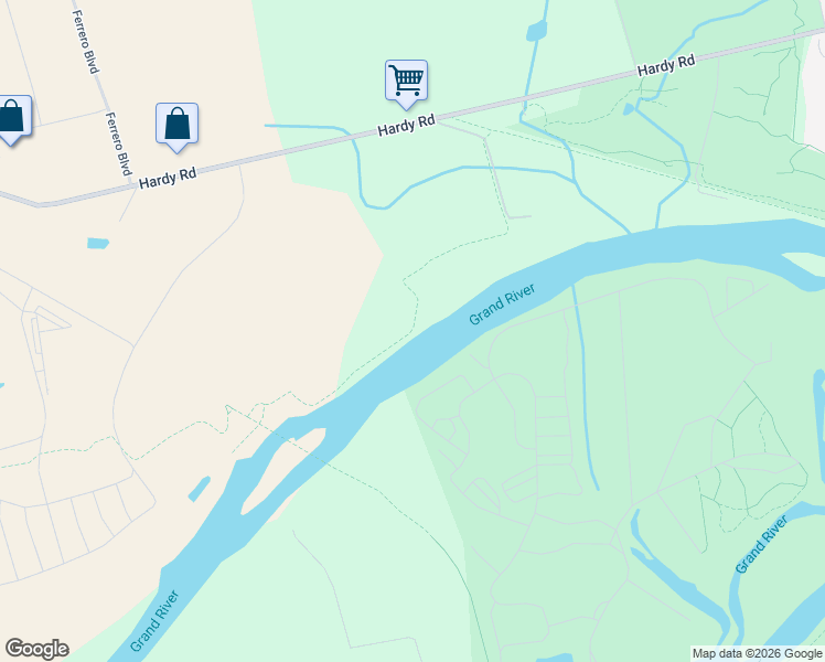 map of restaurants, bars, coffee shops, grocery stores, and more near SC Johnson Trail in Brantford