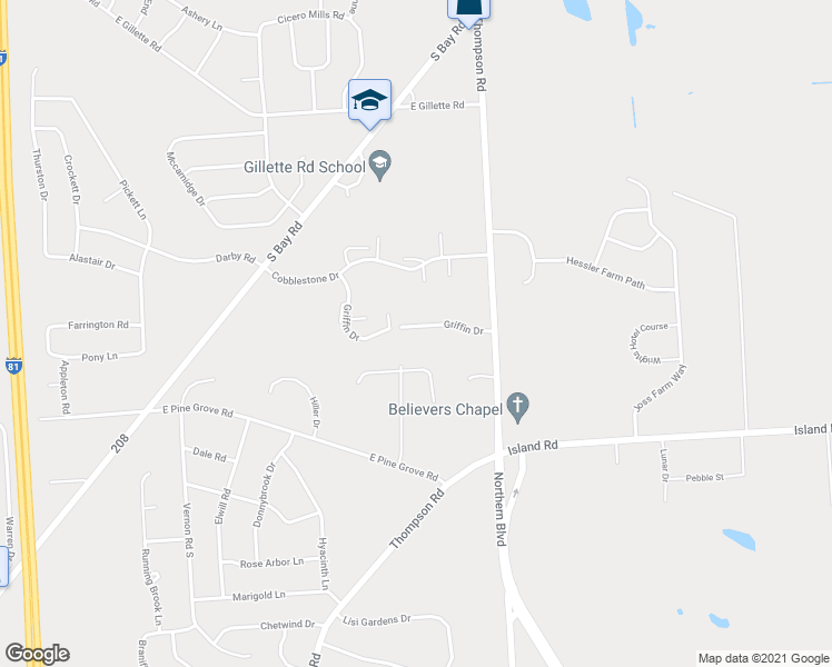 map of restaurants, bars, coffee shops, grocery stores, and more near 6114 Griffin Drive in Cicero