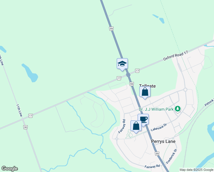 map of restaurants, bars, coffee shops, grocery stores, and more near 312 Ironsbridge Road in Woodstock