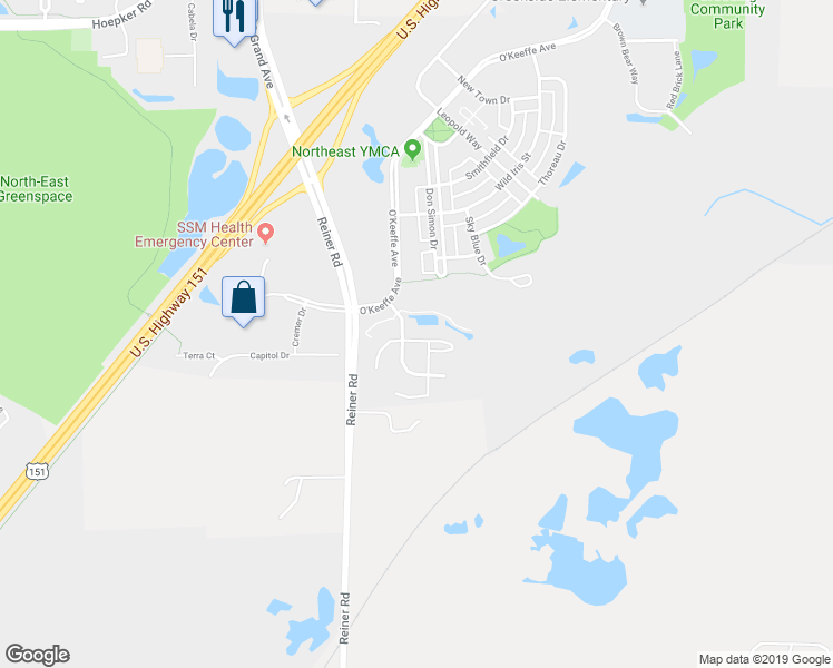 map of restaurants, bars, coffee shops, grocery stores, and more near 2674 Sweet Sparrow Place in Sun Prairie