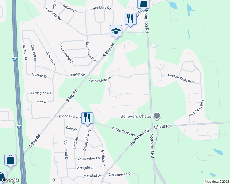 map of restaurants, bars, coffee shops, grocery stores, and more near 6103 Griffin Drive in Cicero