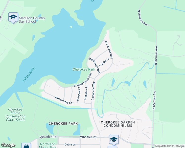 map of restaurants, bars, coffee shops, grocery stores, and more near 1305 Burning Wood Way in Madison