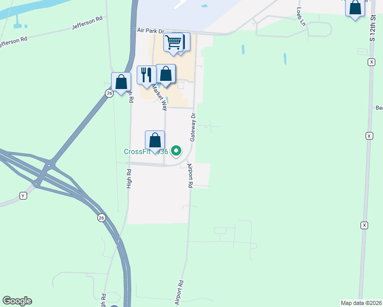 map of restaurants, bars, coffee shops, grocery stores, and more near 1936 Gateway Drive in Watertown