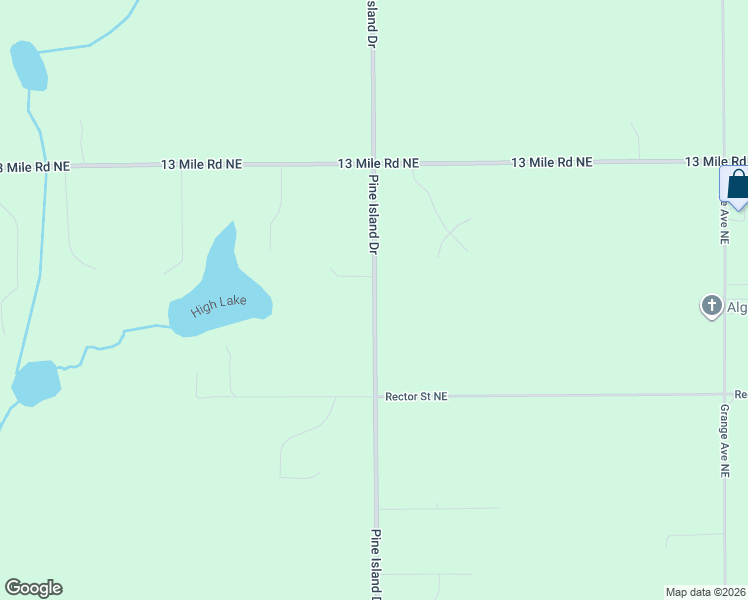 map of restaurants, bars, coffee shops, grocery stores, and more near 10563 Pine Island Drive Northeast in Sparta