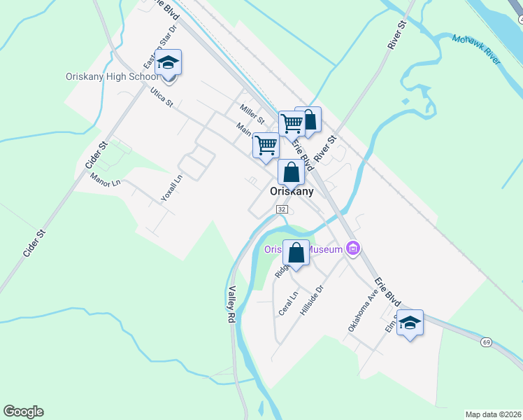 map of restaurants, bars, coffee shops, grocery stores, and more near 120 Denbeigh Ave in Oriskany