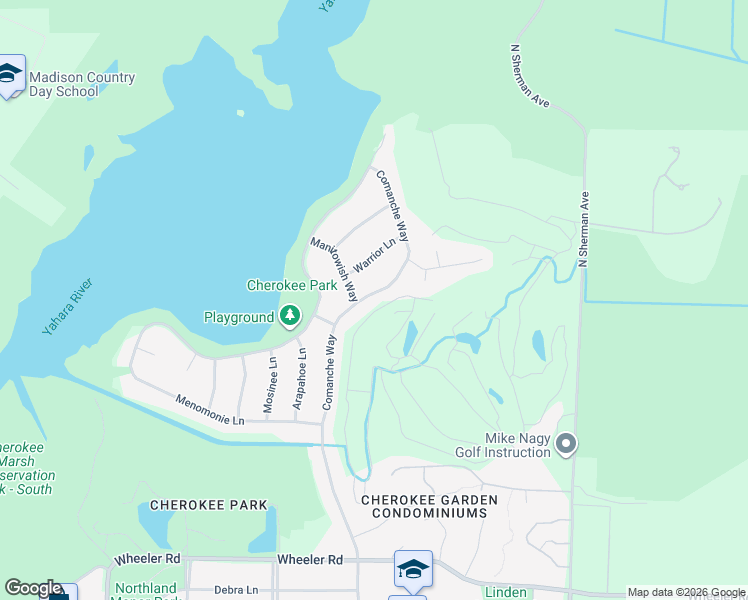 map of restaurants, bars, coffee shops, grocery stores, and more near 5505 Comanche Way in Madison