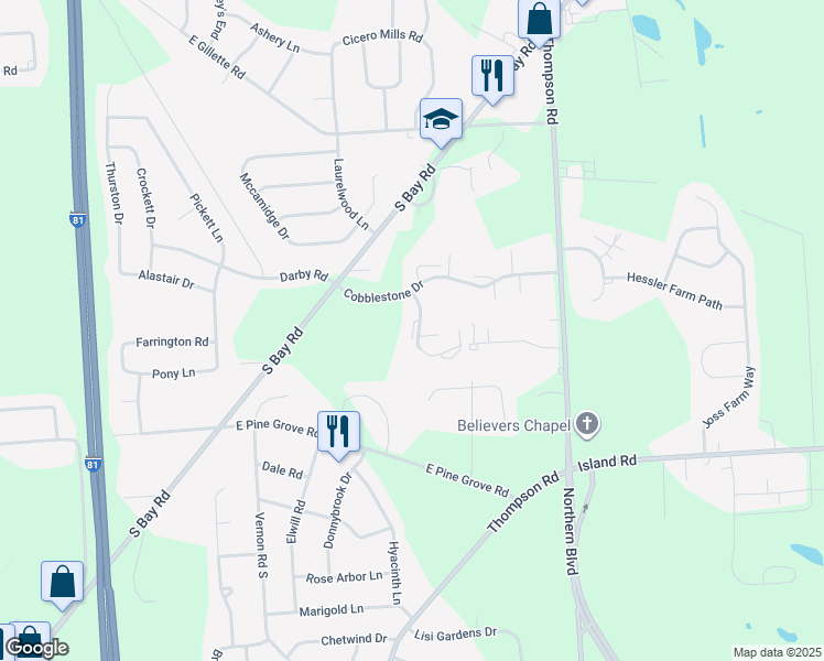 map of restaurants, bars, coffee shops, grocery stores, and more near 5914 Griffin Drive in Cicero