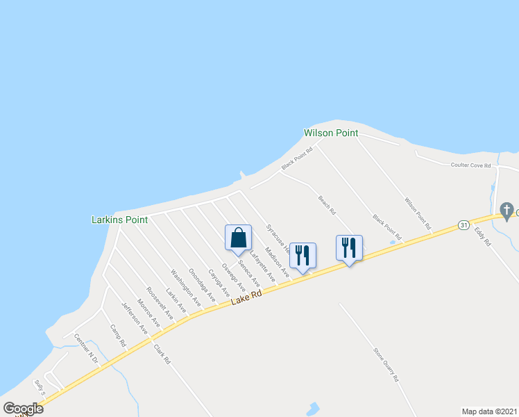 map of restaurants, bars, coffee shops, grocery stores, and more near 140 Syracuse Herald Avenue in Canastota