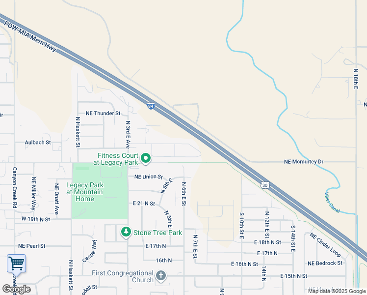 map of restaurants, bars, coffee shops, grocery stores, and more near 265 Northeast Greystone Loop in Mountain Home