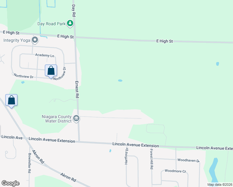 map of restaurants, bars, coffee shops, grocery stores, and more near 5377 Ernest Road in Lockport