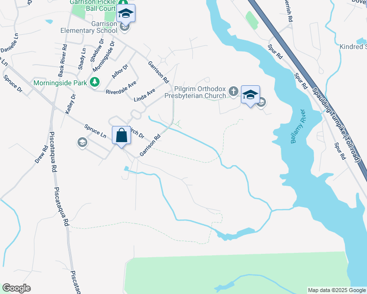 map of restaurants, bars, coffee shops, grocery stores, and more near 170 Garrison Road in Dover