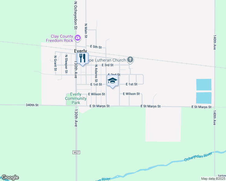 map of restaurants, bars, coffee shops, grocery stores, and more near 306 East 2nd Street in Everly
