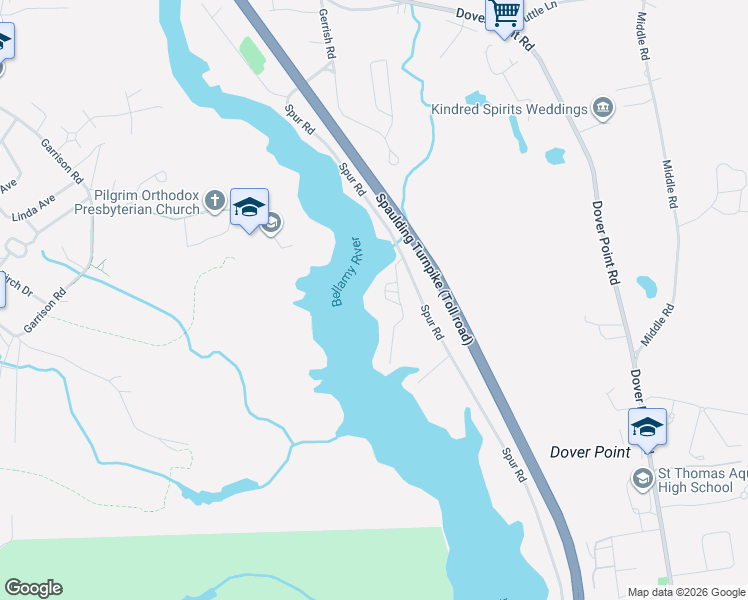 map of restaurants, bars, coffee shops, grocery stores, and more near 5 Nute Road in Dover