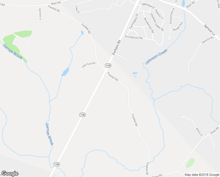 map of restaurants, bars, coffee shops, grocery stores, and more near 45 Freshet Road in Madbury