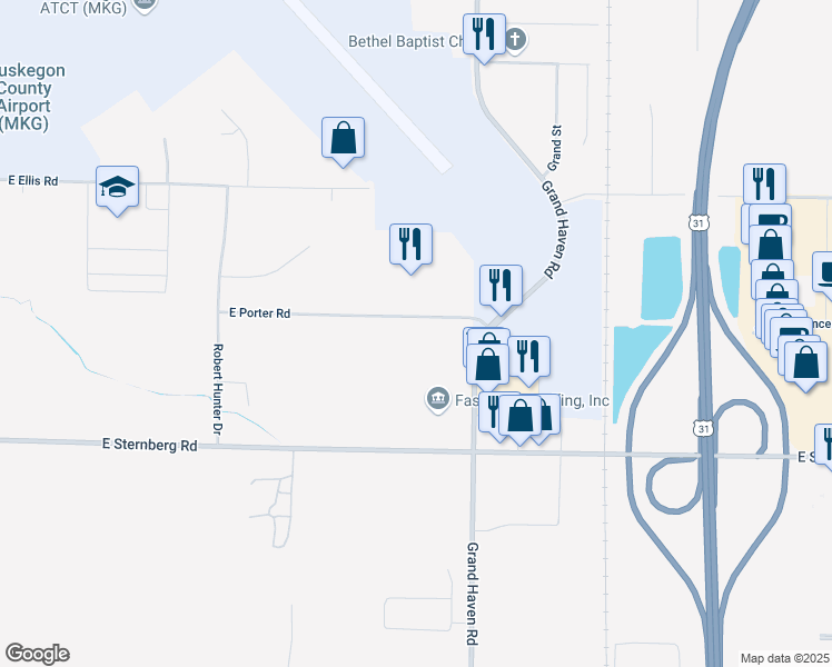 map of restaurants, bars, coffee shops, grocery stores, and more near 865 East Porter Road in Norton Shores