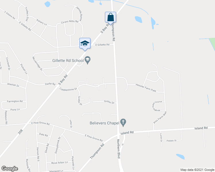 map of restaurants, bars, coffee shops, grocery stores, and more near 6132 Cobblestone Drive in Cicero