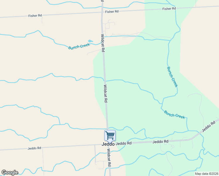 map of restaurants, bars, coffee shops, grocery stores, and more near 8696 Wildcat Road in Jeddo