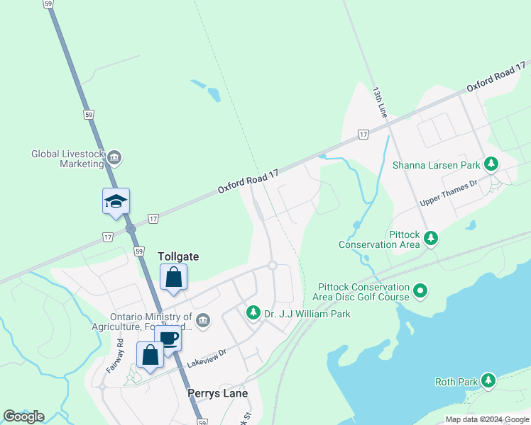 map of restaurants, bars, coffee shops, grocery stores, and more near 628 Lakeview Drive in Woodstock