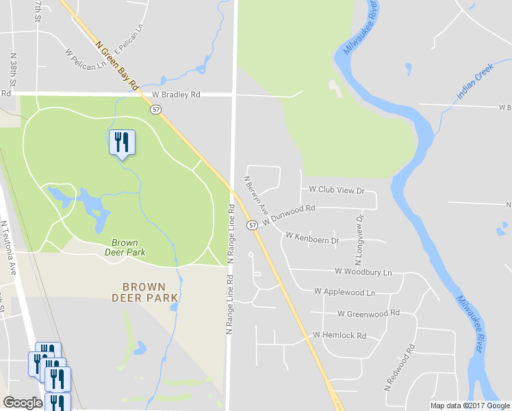 map of restaurants, bars, coffee shops, grocery stores, and more near 7747 North Berwyn Avenue in Glendale