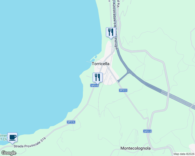 map of restaurants, bars, coffee shops, grocery stores, and more near 43 Viale del Lavoro in Torricella