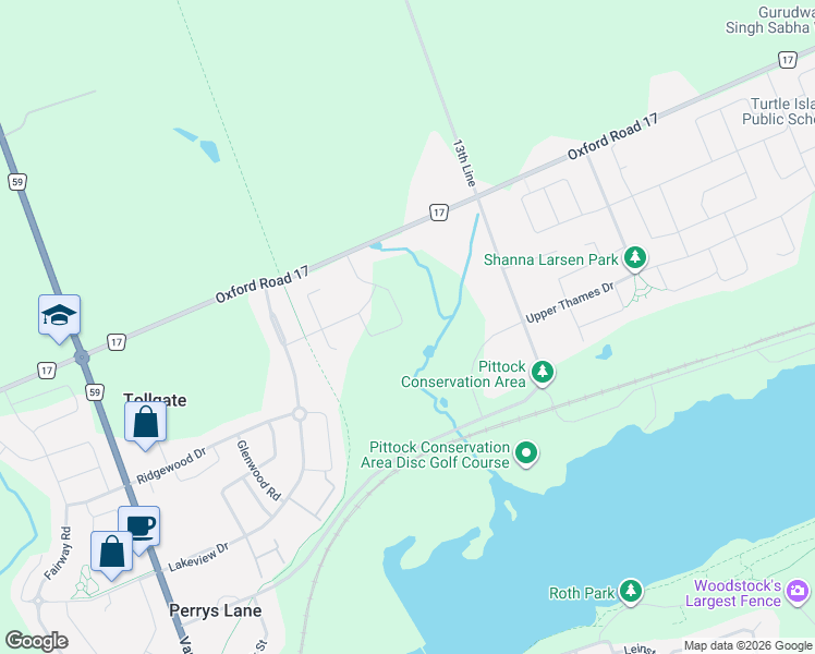 map of restaurants, bars, coffee shops, grocery stores, and more near 353 Somme St in Woodstock