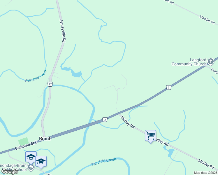 map of restaurants, bars, coffee shops, grocery stores, and more near 18 Westie Road in Brantford