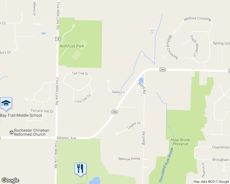 map of restaurants, bars, coffee shops, grocery stores, and more near 59 Saldo Lane in Penfield