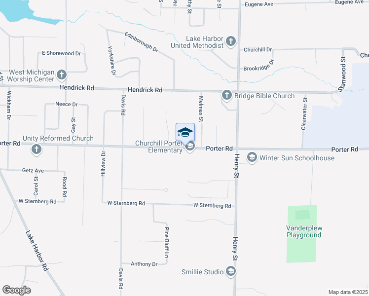 map of restaurants, bars, coffee shops, grocery stores, and more near 961 Porter Road in Norton Shores