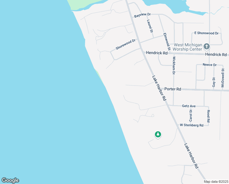 map of restaurants, bars, coffee shops, grocery stores, and more near 5219 Lake Harbor Road in Norton Shores
