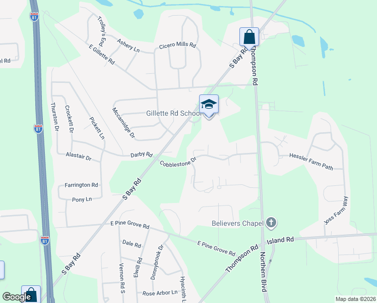 map of restaurants, bars, coffee shops, grocery stores, and more near 6112 Cobblestone Drive in Cicero