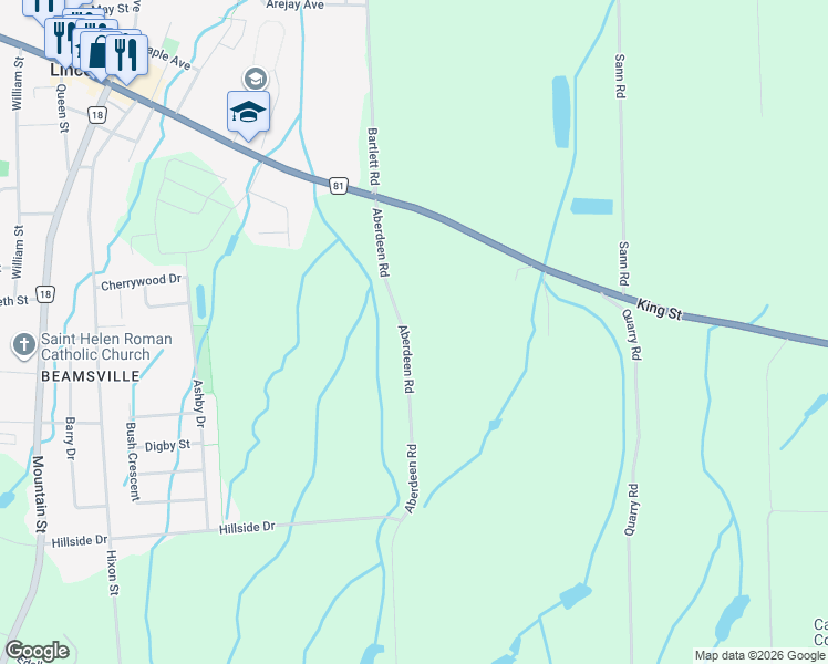 map of restaurants, bars, coffee shops, grocery stores, and more near 4100 Aberdeen Road in Lincoln