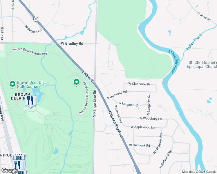 map of restaurants, bars, coffee shops, grocery stores, and more near 7747 North Berwyn Avenue in Glendale
