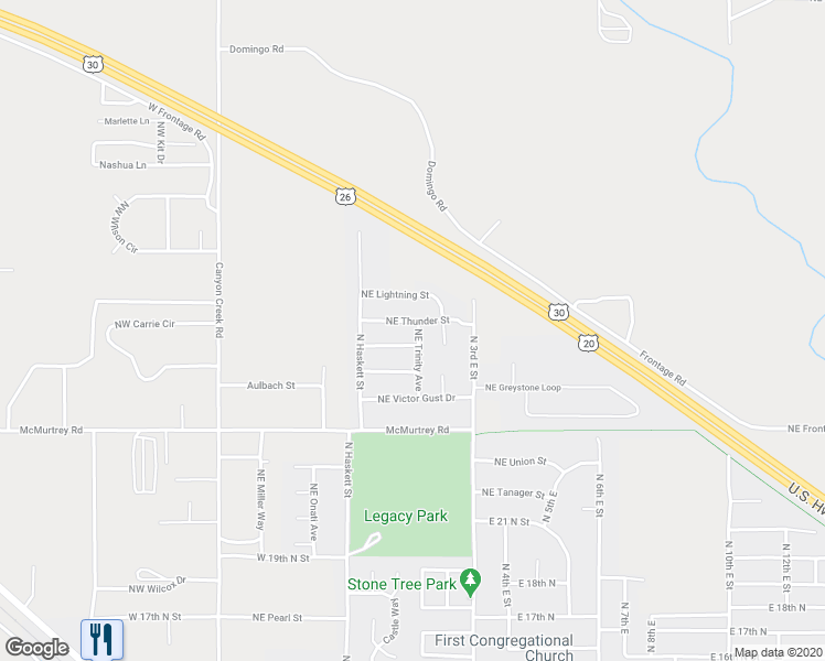 map of restaurants, bars, coffee shops, grocery stores, and more near 2593 Northeast Trinity Avenue in Mountain Home