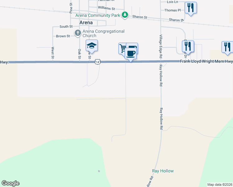 map of restaurants, bars, coffee shops, grocery stores, and more near 131 Reimann Rd in Arena