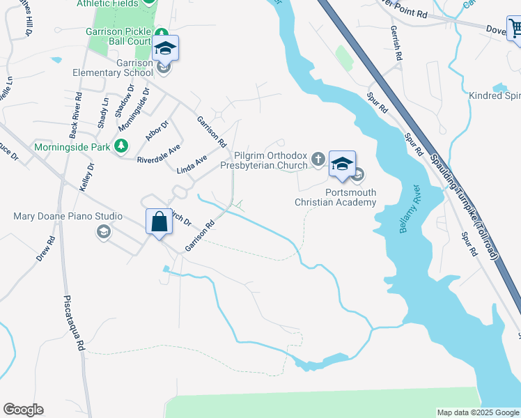 map of restaurants, bars, coffee shops, grocery stores, and more near 170 Garrison Road in Dover