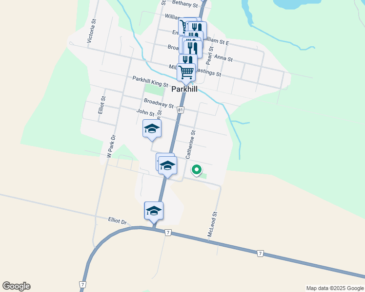 map of restaurants, bars, coffee shops, grocery stores, and more near 228 Leonard Street in Parkhill