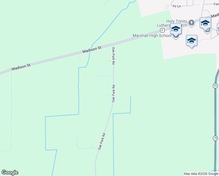 map of restaurants, bars, coffee shops, grocery stores, and more near 5665 Oak Park Road in Marshall