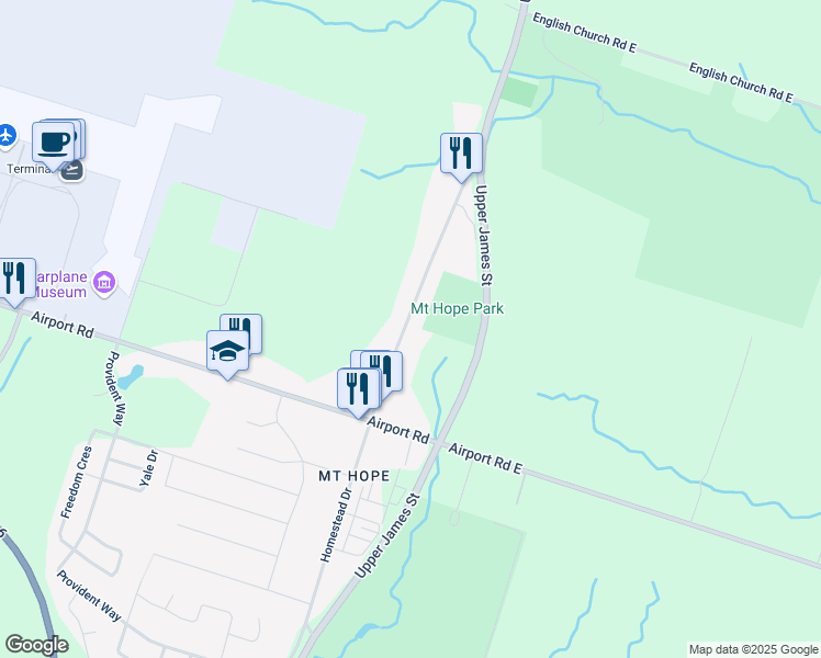 map of restaurants, bars, coffee shops, grocery stores, and more near 3079 Homestead Drive in Hamilton