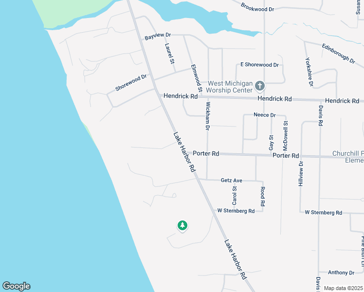 map of restaurants, bars, coffee shops, grocery stores, and more near 5219 Lake Harbor Road in Norton Shores