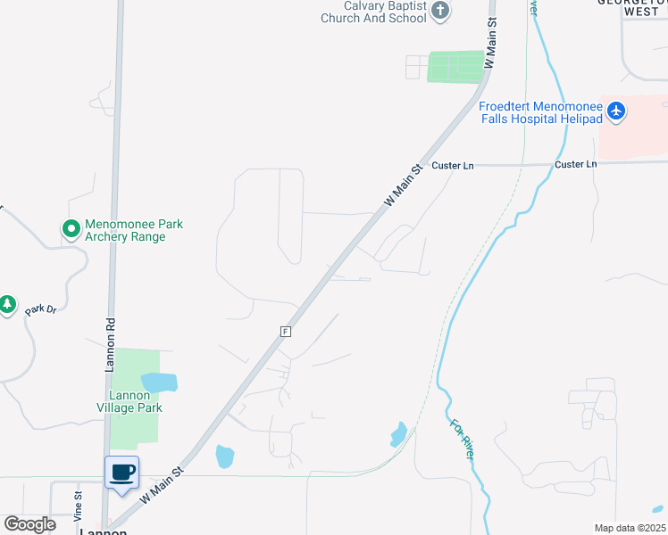 map of restaurants, bars, coffee shops, grocery stores, and more near 19545 West Main Street in Lannon