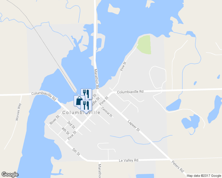 map of restaurants, bars, coffee shops, grocery stores, and more near 4466 Mill Street in Columbiaville