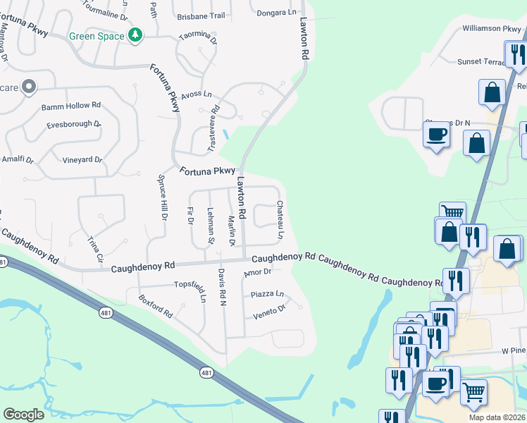 map of restaurants, bars, coffee shops, grocery stores, and more near 8049 Candela Lane in Clay