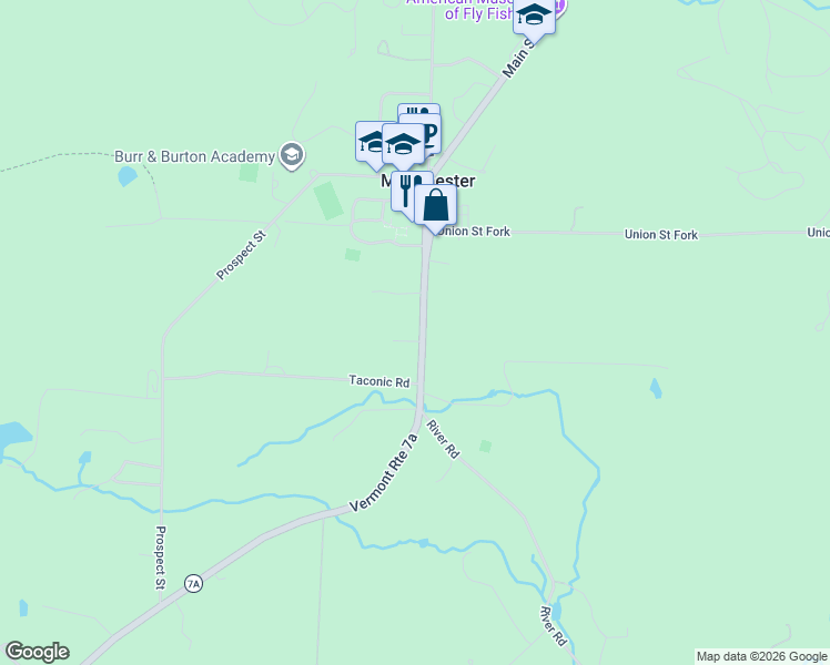 map of restaurants, bars, coffee shops, grocery stores, and more near 3379 Main Street in MANCHESTR CTR